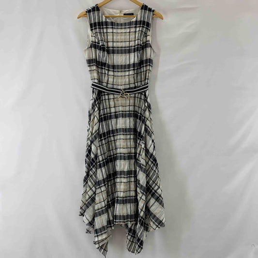 TOMMY HILFIGER トミーヒルフィガー レディース ノースリーブワンピース キャミワンピース チェック 白 黒 ベルト付き