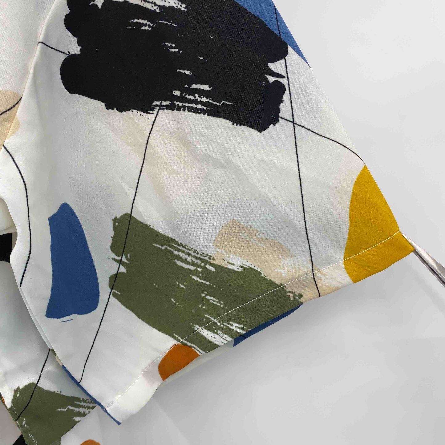 レディース 七分袖シャツ/ブラウス 総柄  ワイド ショート丈