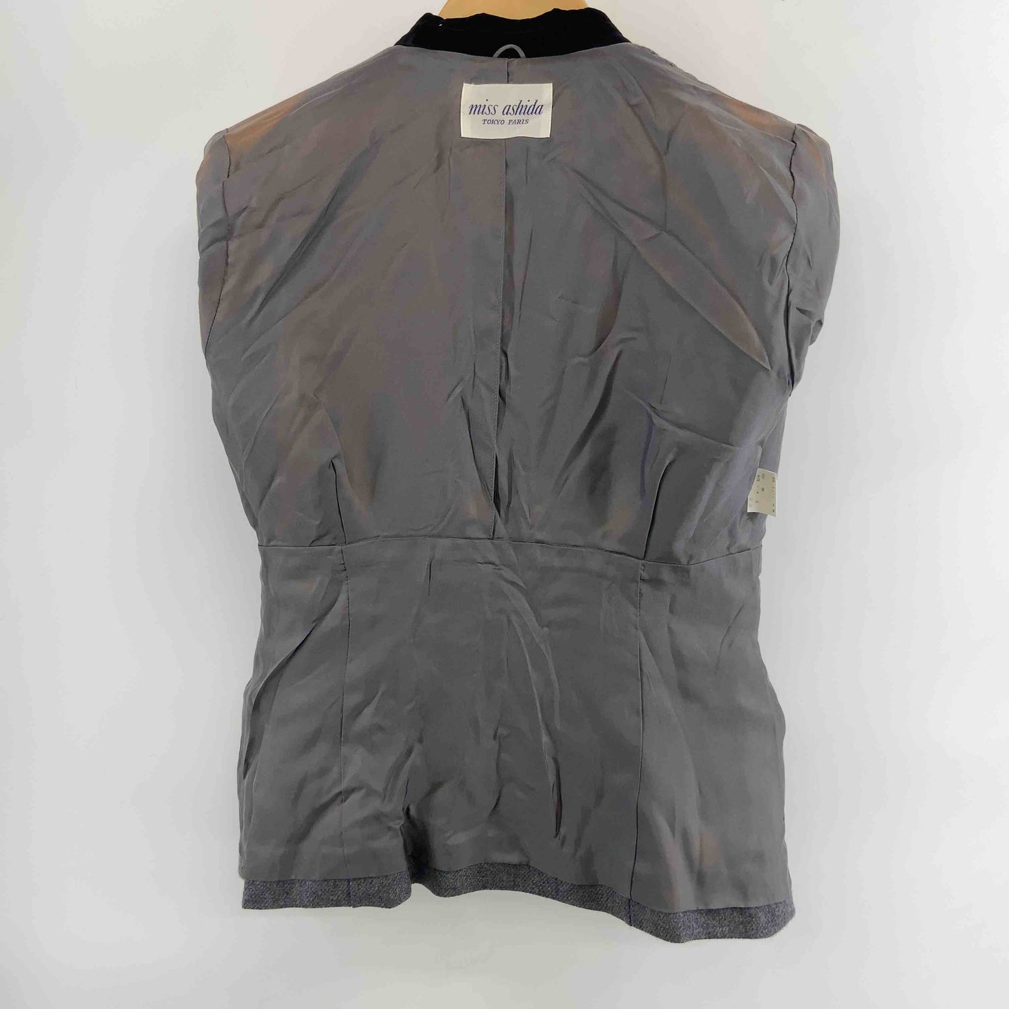 miss ashida ミスアシダ レディース テーラードジャケット グレー ウール 襟・カフスベロア