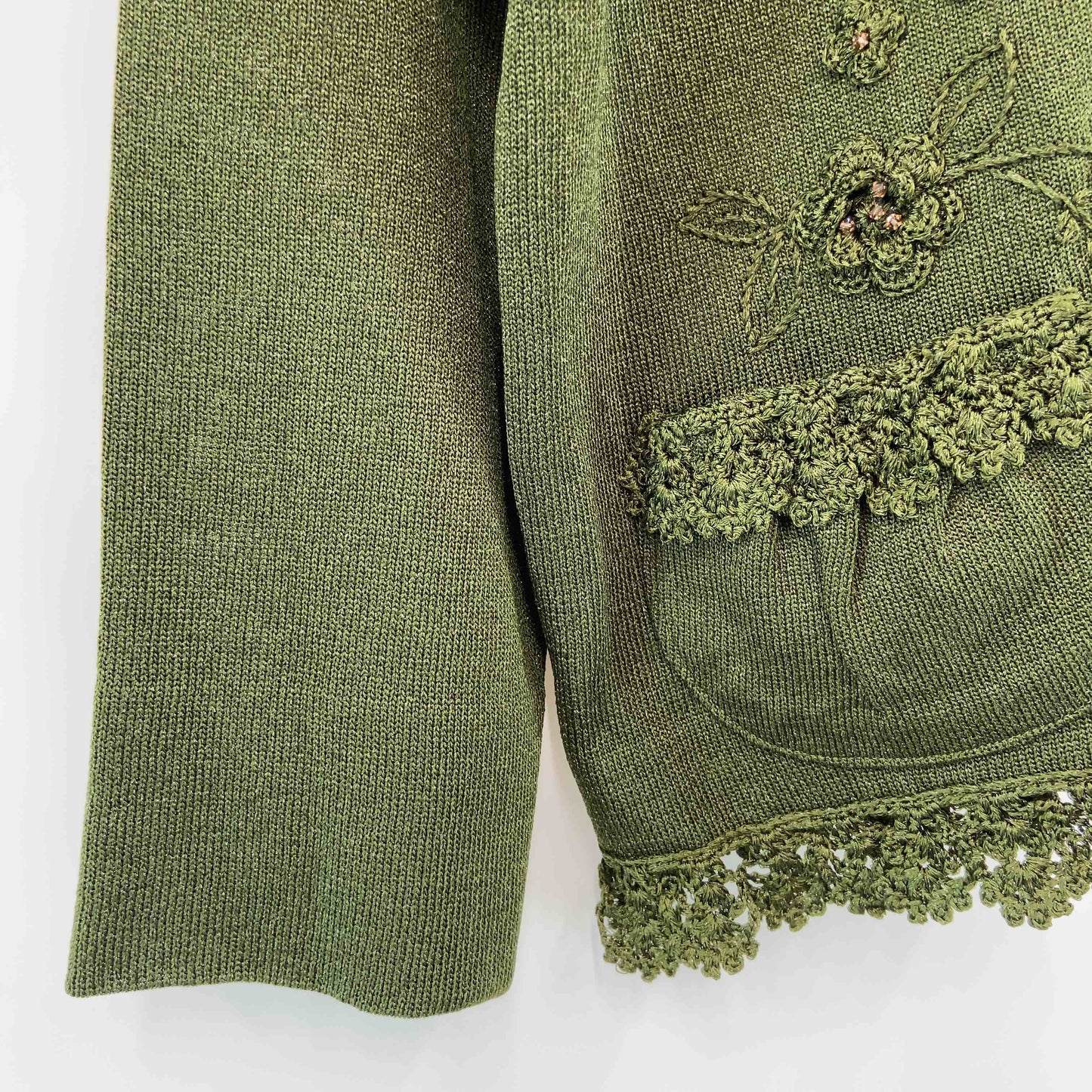 斎藤都世子 サイトウ トヨコ レディース カーディガン グリーン 花柄 Vネック