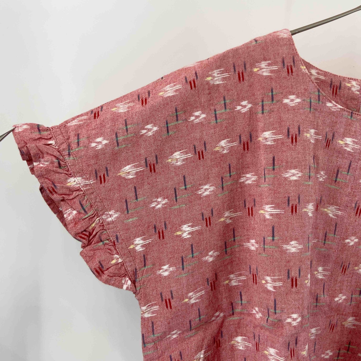 草野栄 レディース 半袖シャツ/ブラウス 絣(かすり)模様 ピンク