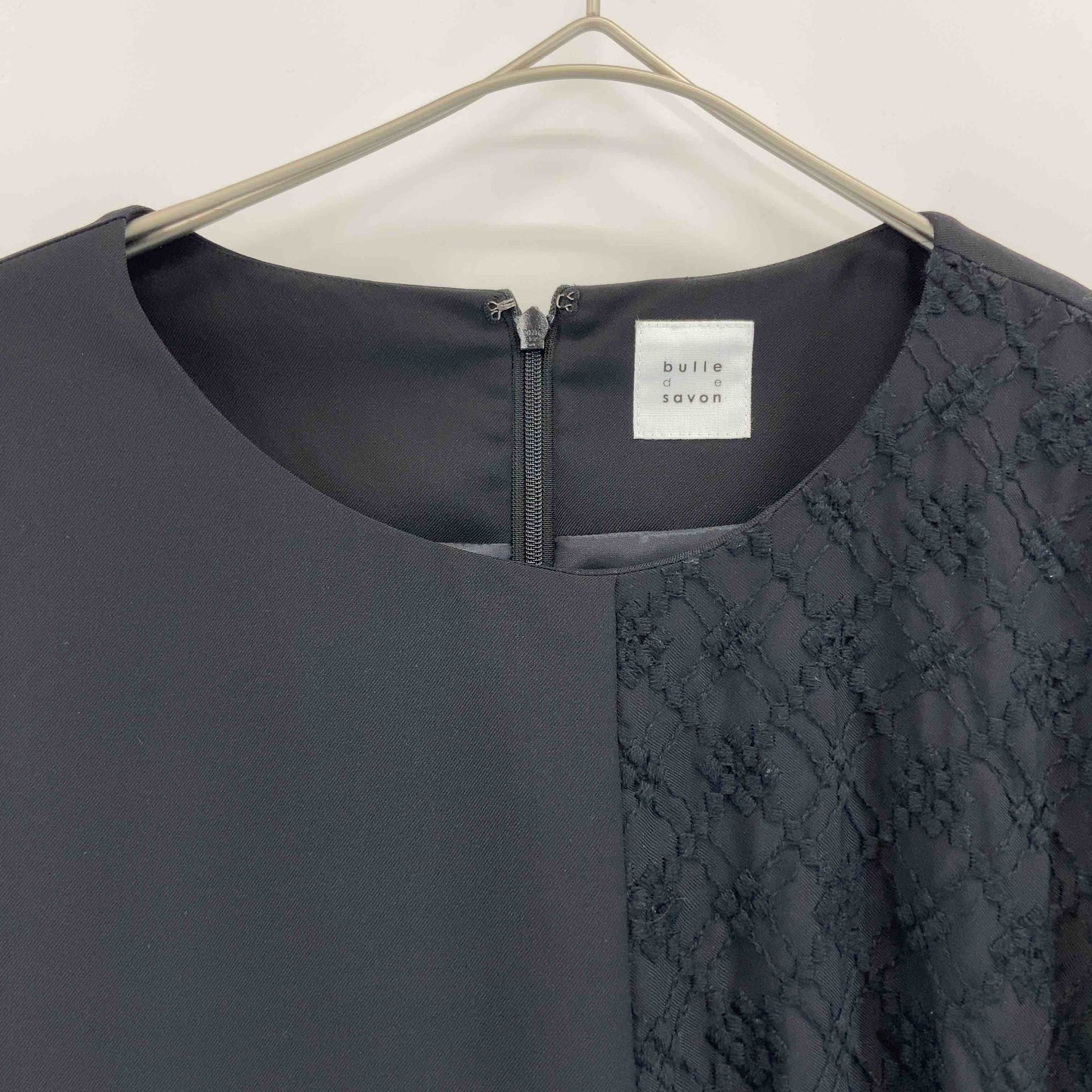bulle de savon ビュルデサボン レディース 半袖ワンピース ブラック アシンメトリー
