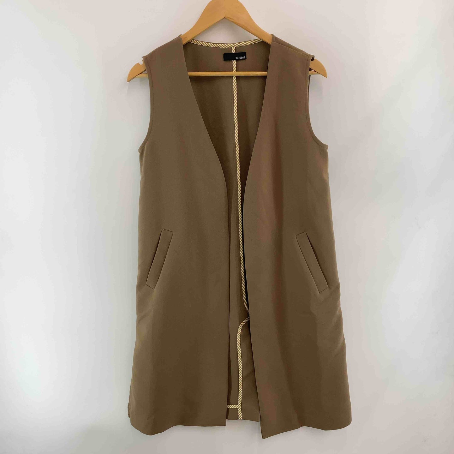 Re:EDIT  リエディ　ベージュ　キャメル　着丈長め　 レディース ベスト/ジレ