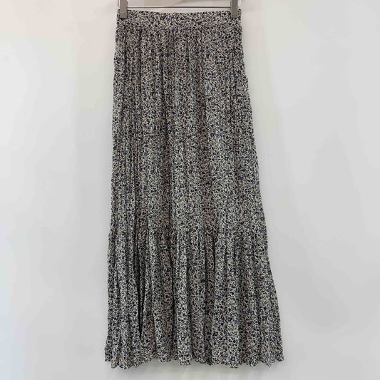 LOWRYS FARM ローリーズファーム レディース　小花柄　フラワープリント　白青茶　プリーツ　 ロングスカート　サイズF