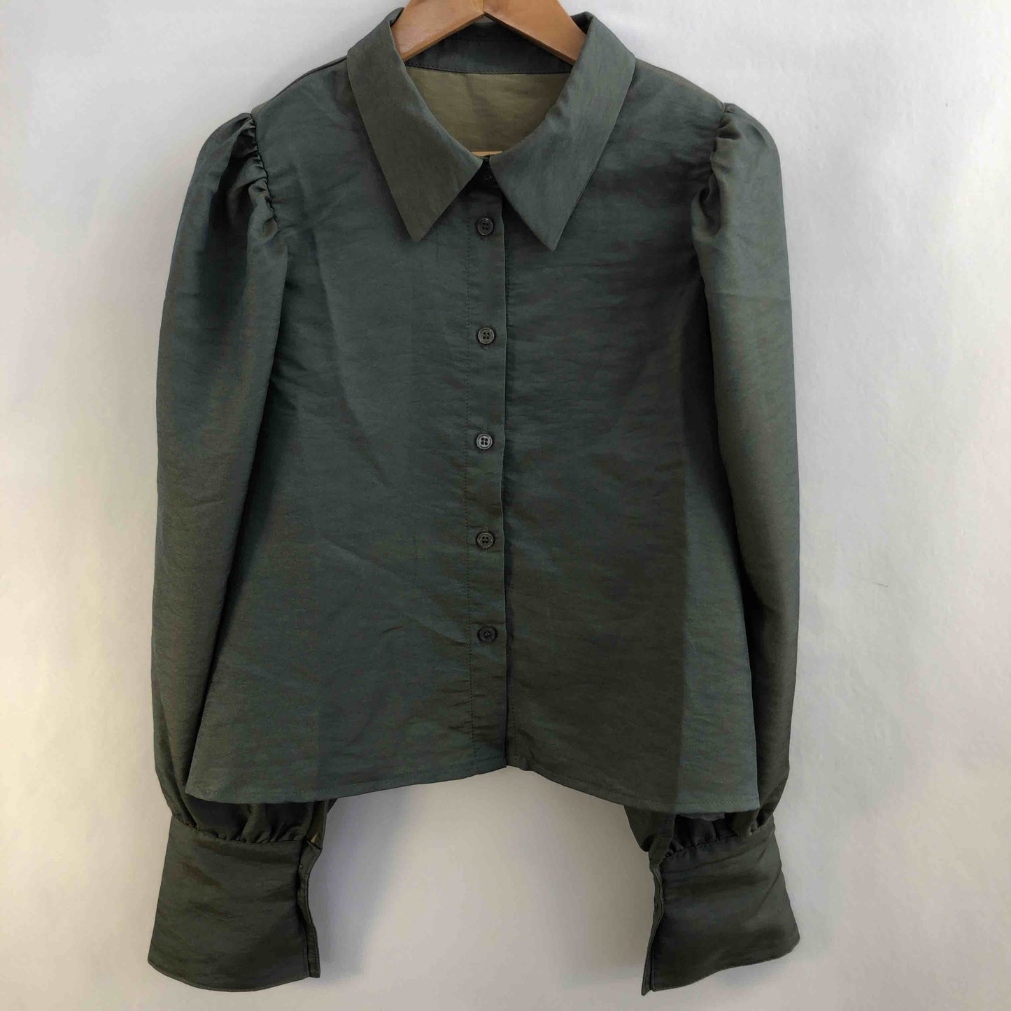 関西ファッション連合   レディース 長袖シャツ/ブラウス モスグリーン tk