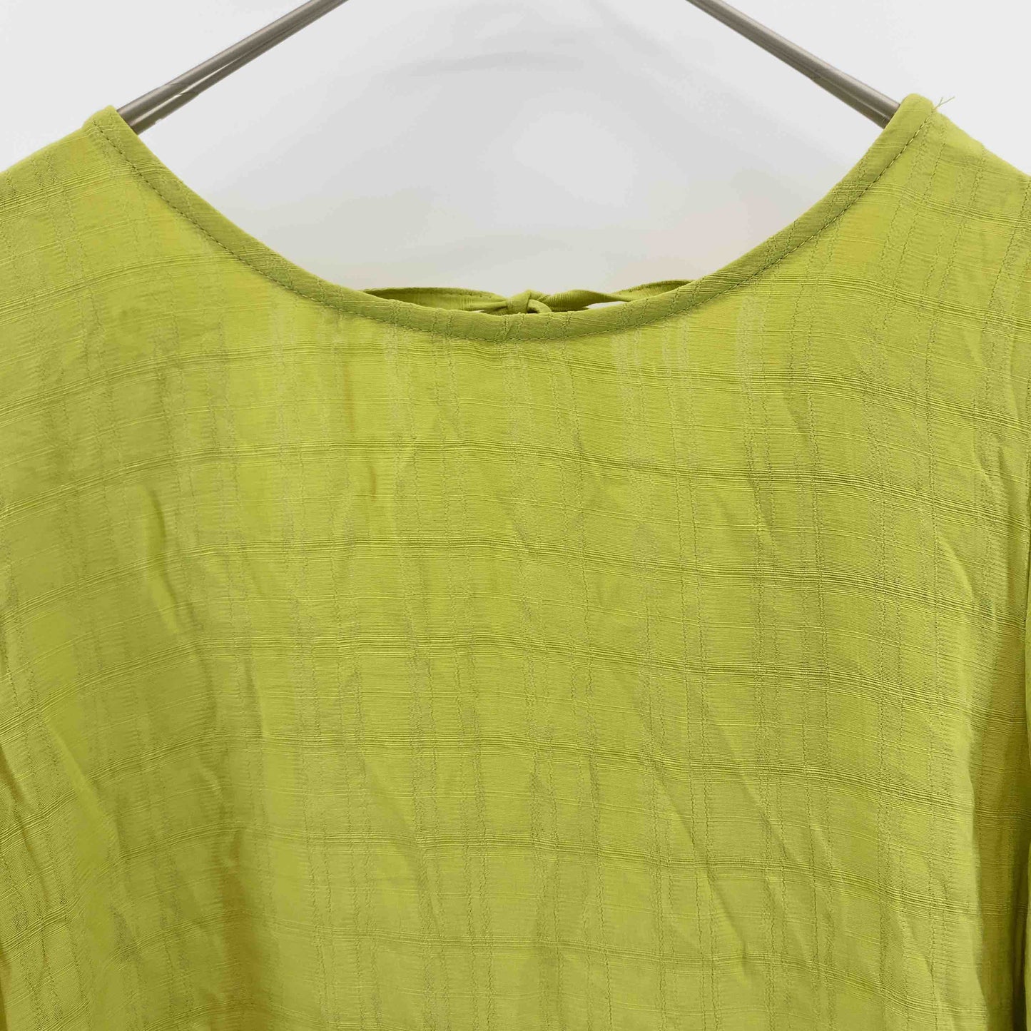 w closet ダブルクローゼット レディース 半袖ワンピース　背中リボン　黄緑