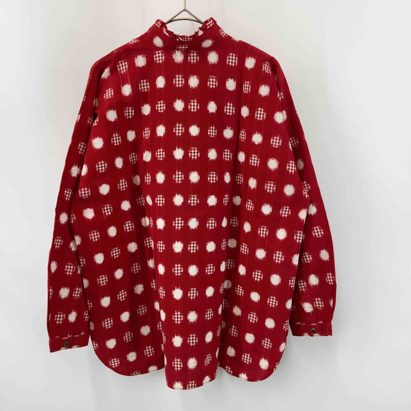 草野栄 レディース 長袖シャツ/ブラウス 絣(かすり)模様 赤