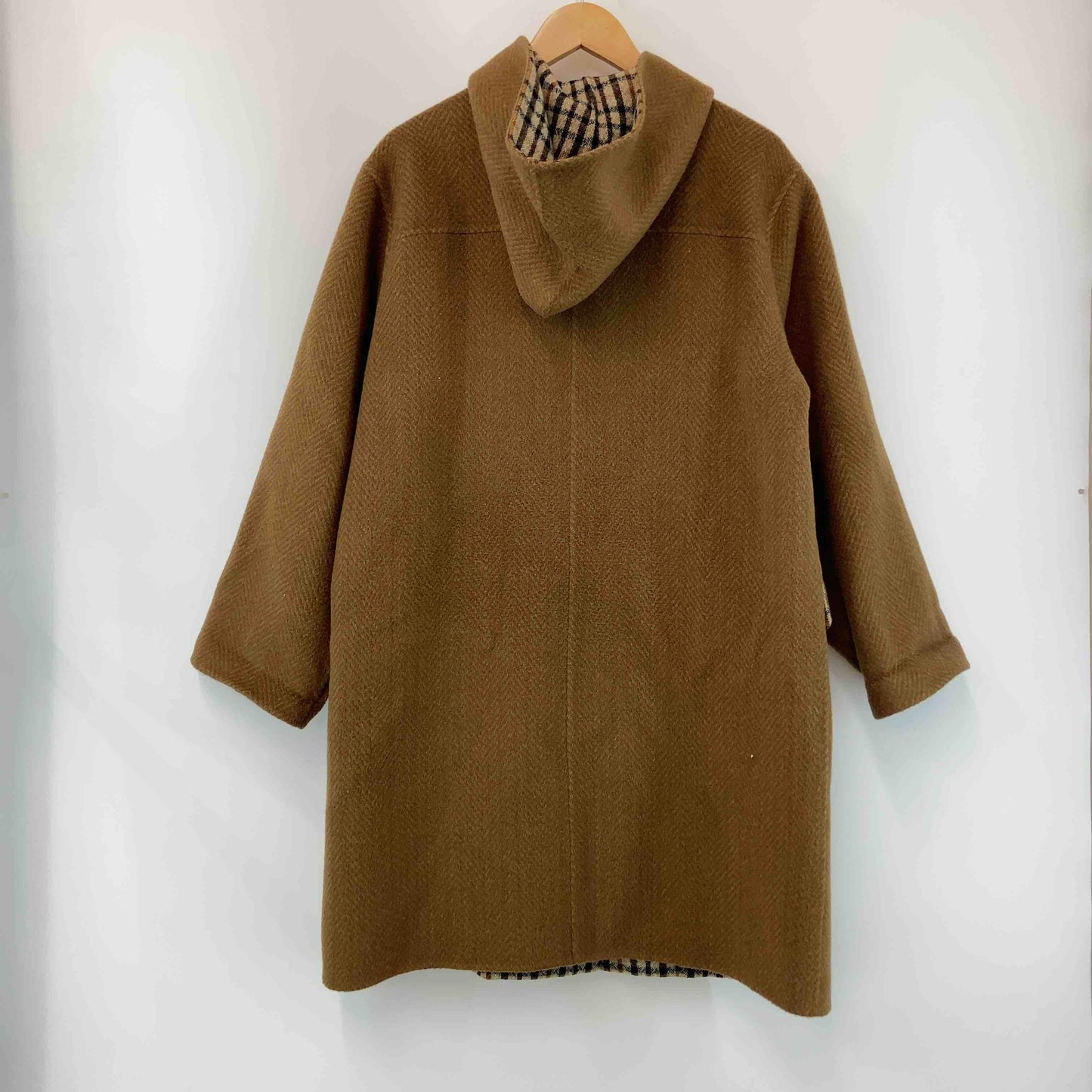 Daks ダックス レディース ダッフルコート　ヘリンボーン柄　毛100％　ブラウン