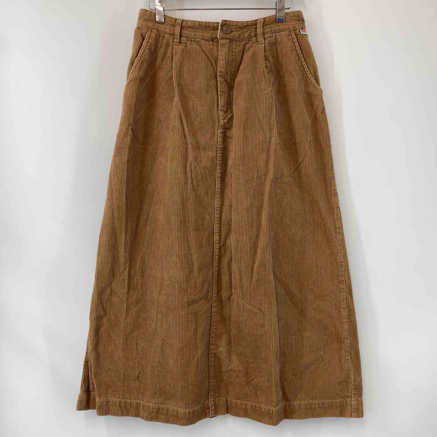 coen コーエン レディース ロングスカート　コーデュロイ　タック　ウエストゴム　ブラウン
