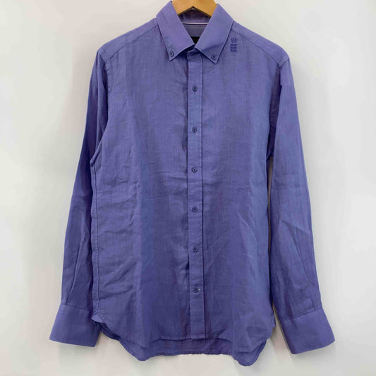 レナウン　KENT＆CURWEN　ENGLAND　紫　パープル　麻　リネン100％　 メンズ 長袖シャツ