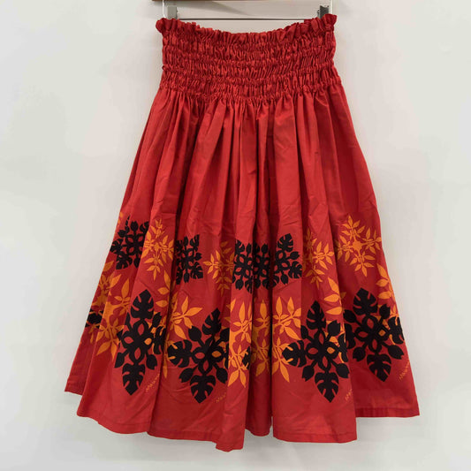 レディース ロングスカート 赤 ハワイアン パウスカート