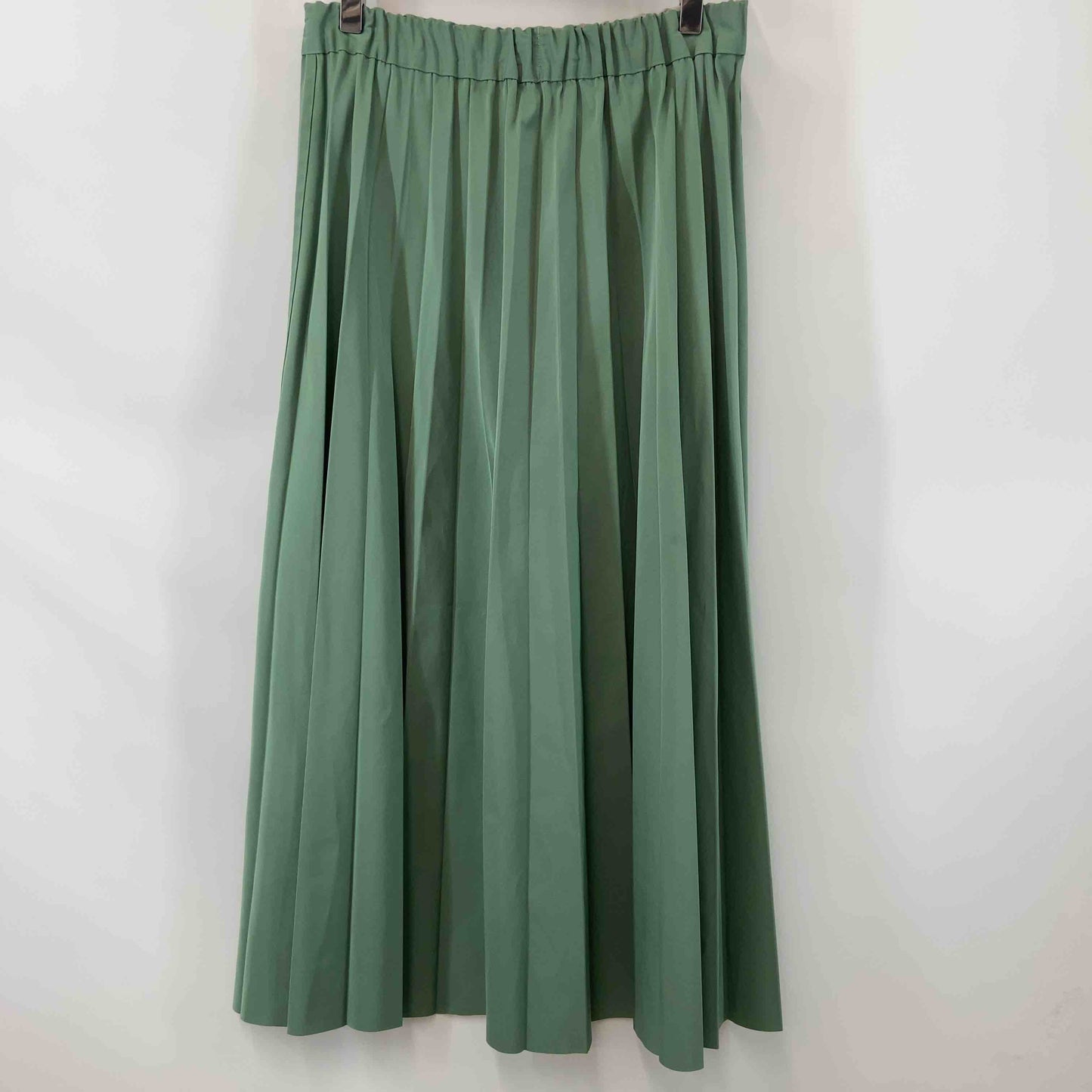 レディース ロングスカート プリーツ リバーシブル グリーン/ピンクベージュ ウエストゴム
