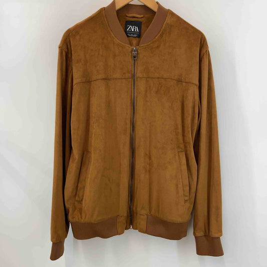 ZARA ザラ メンズ ブルゾン ブラウン フェイクレザー フルジップ