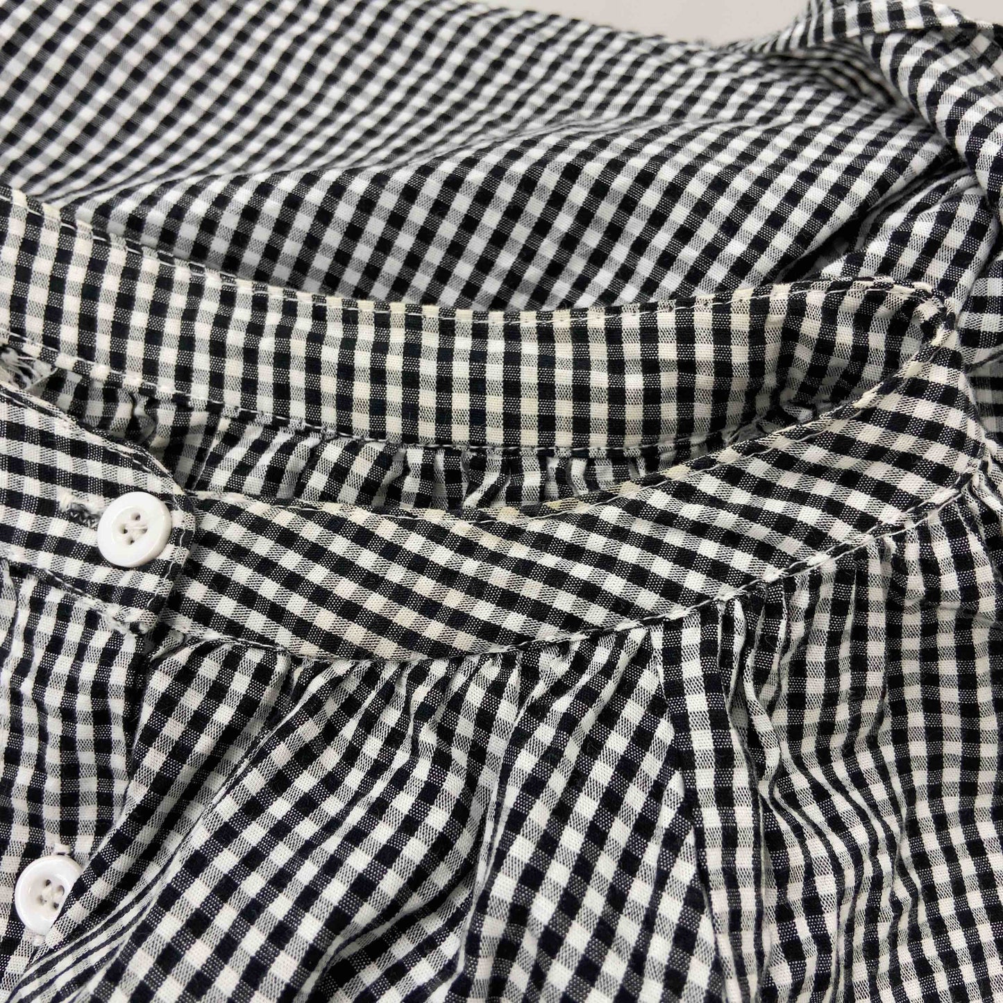 レディース 長袖シャツ　ブラウス　ギンガムチェック　ラグランスリーブ　黒