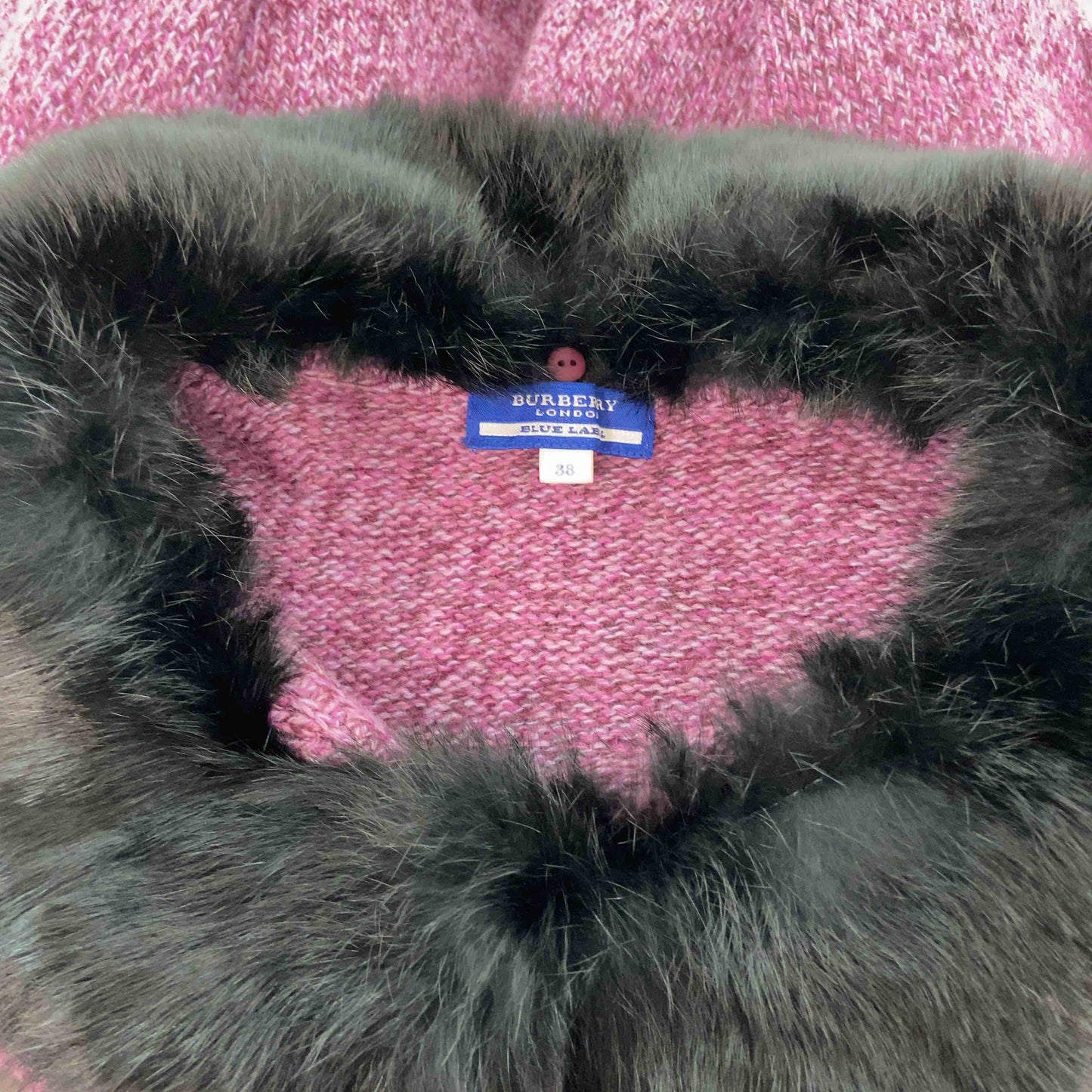 Burberrys Blue label バーバリーズブルーレーベル レディース ニットワンピース ウール混 ピンク 紫 サイズ38 ファー