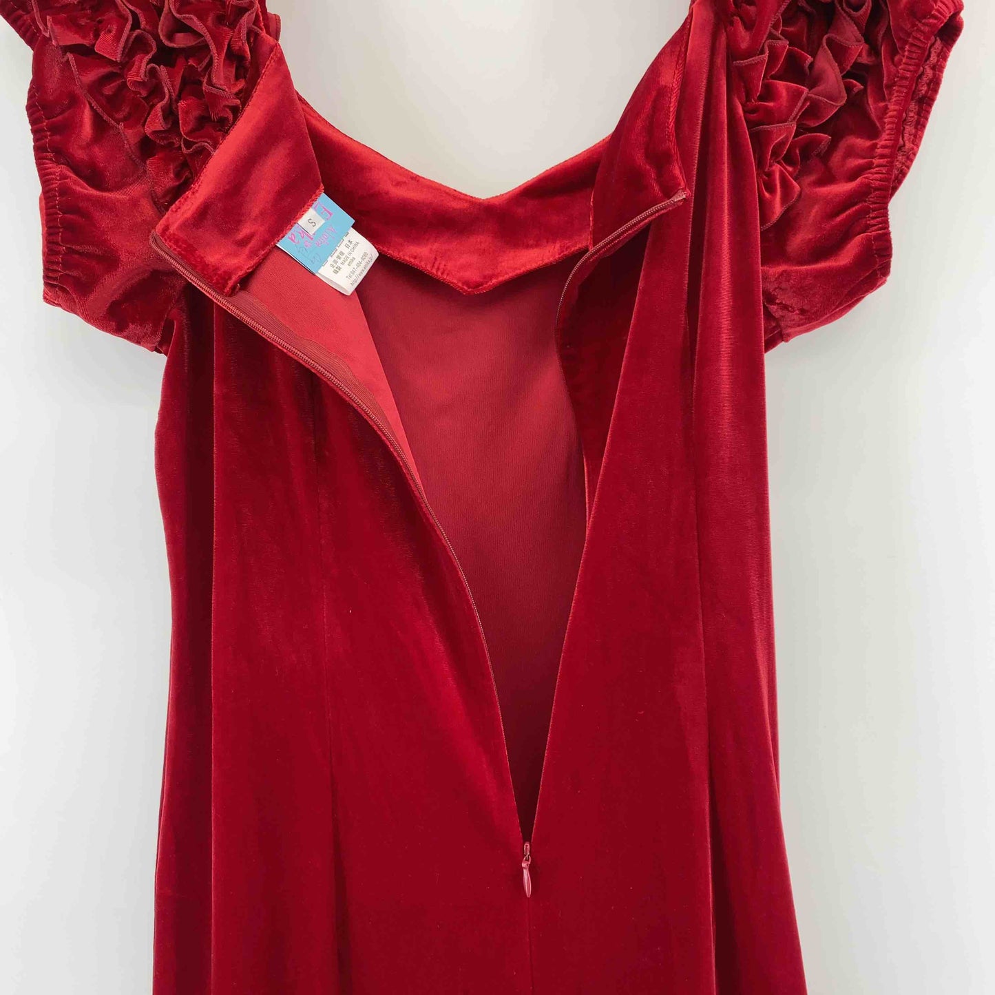 Aloha Emika アロハエミカ レディース ワンピース ベロア 赤 フリル フラダンス ハワイアン ドレス