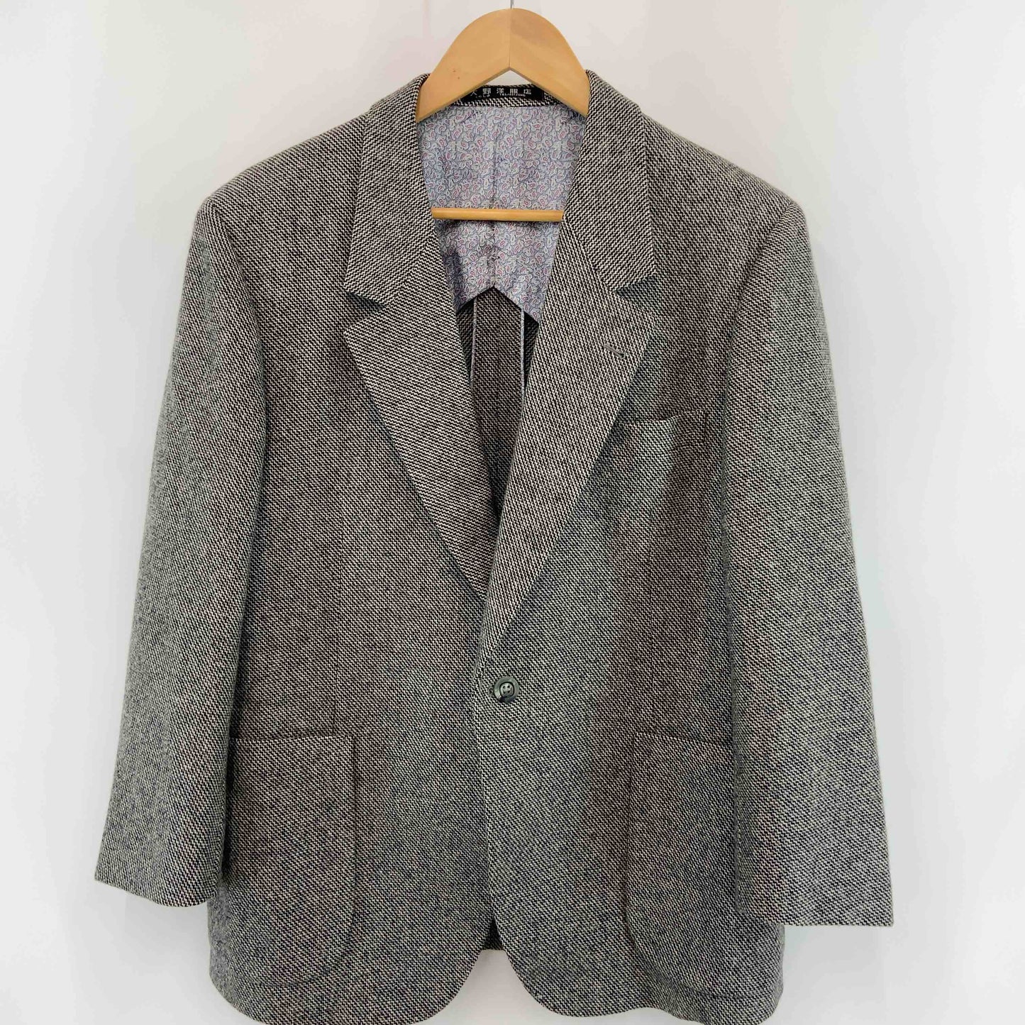 大野洋服店 グレー 波柄 内側ペイズリー メンズ テーラードジャケット