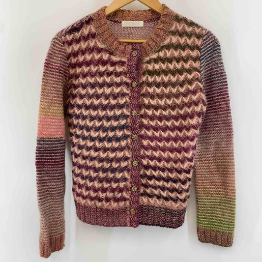 レディース カーディガン　モヘア・ウール混　シルク　カラフル　ピンク