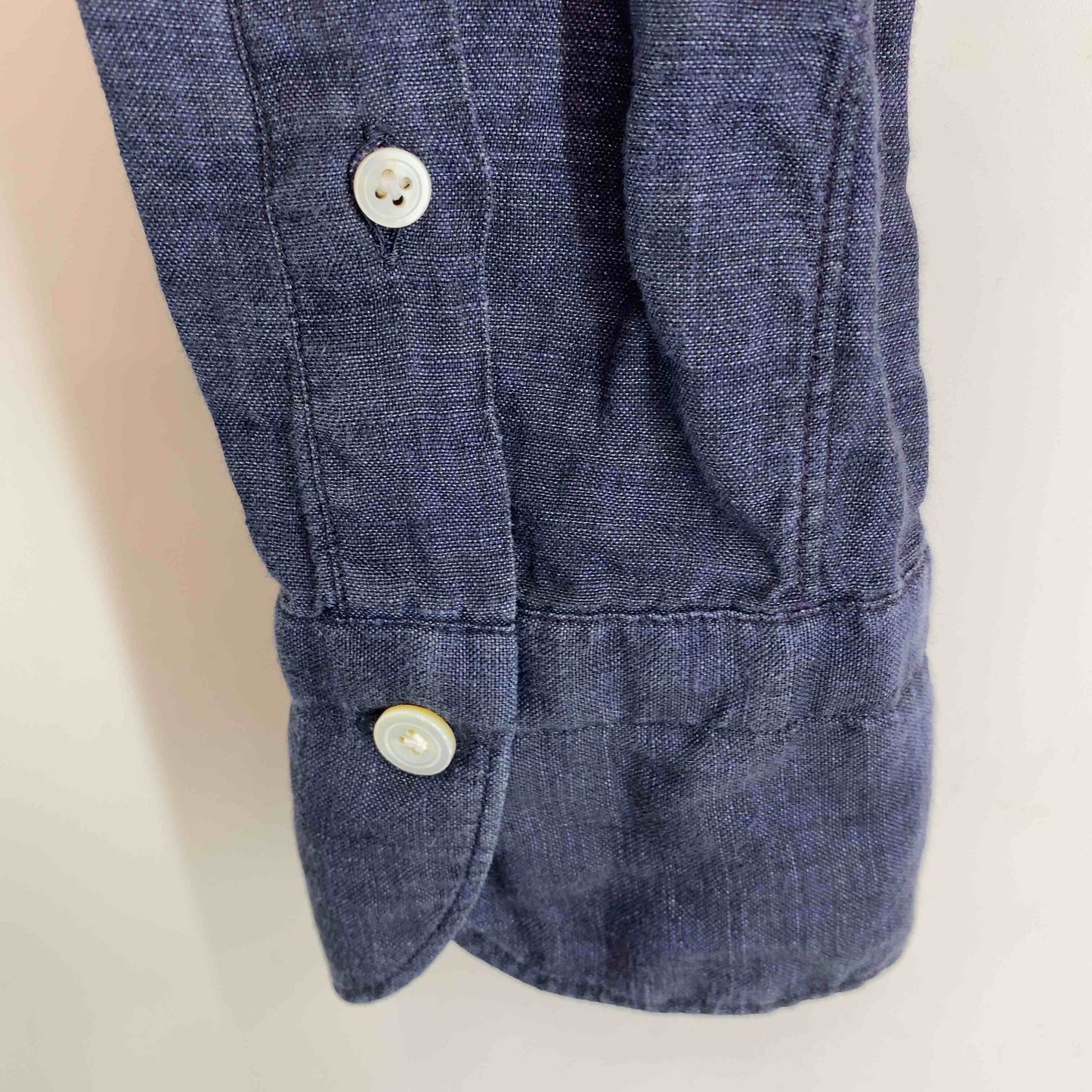 Finamore フィナモレ　インディゴ　ネイビー　紺　 メンズ 長袖シャツ　イタリア製　麻　リネン100％