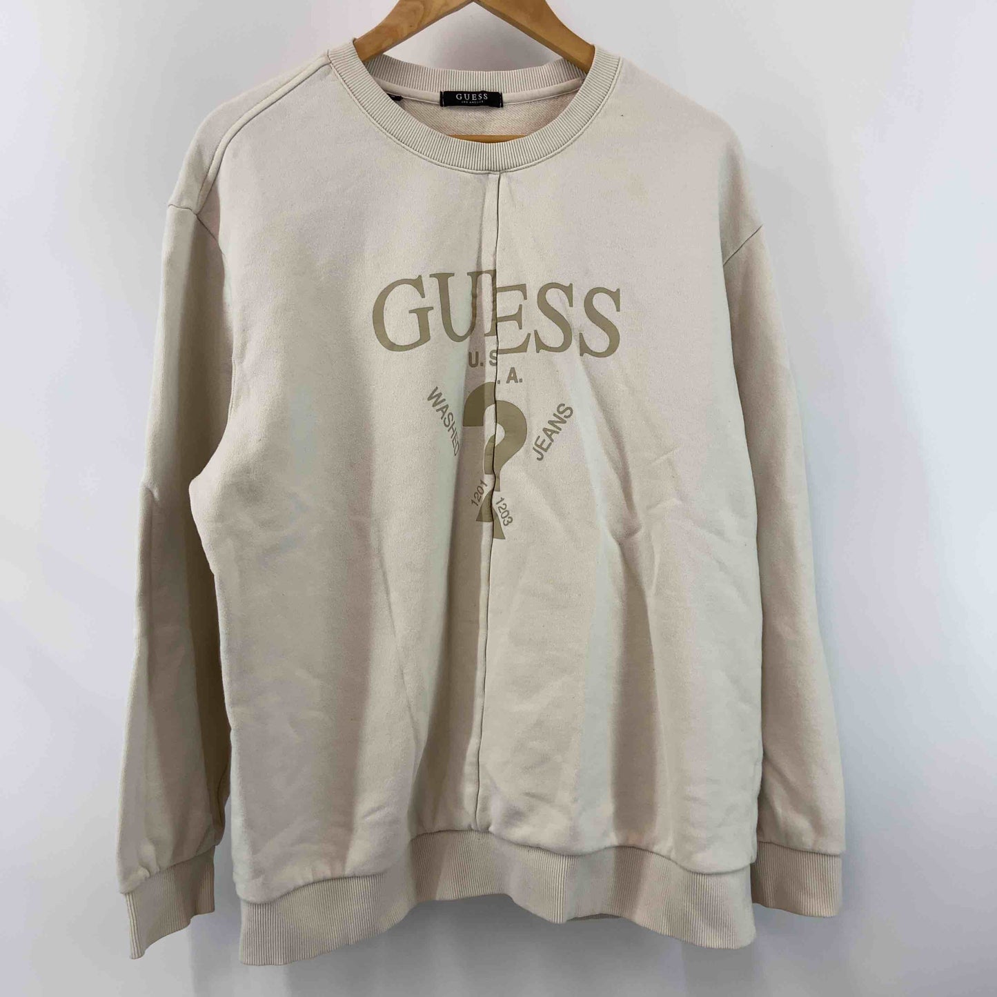 GUESS ゲス メンズ スウェット ベージュ プリント