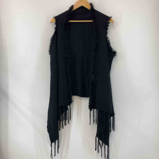 レディース ベスト/ジレ ブラック ファー フリンジ