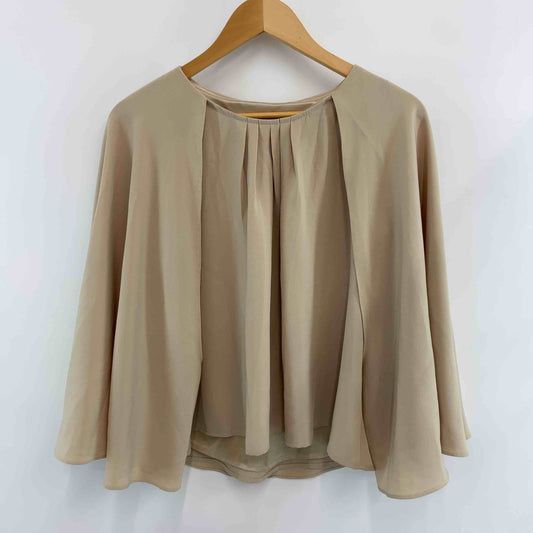 レディース 半袖ブラウス ベージュ ケープ風ブラウス