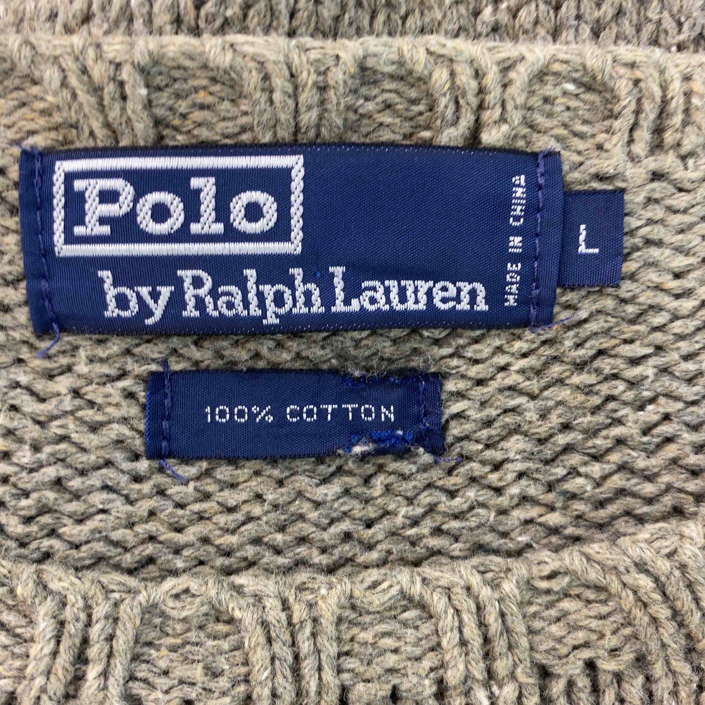 POLO RALPH LAUREN ポロラルフローレン　グレーグリーン　サイズŁ　丸首　 メンズ ニット/セーター