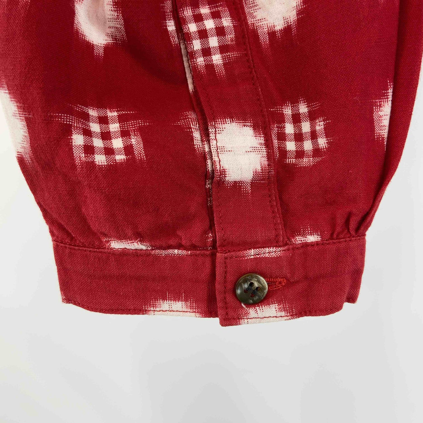 草野栄 レディース 長袖シャツ/ブラウス 絣(かすり)模様 赤