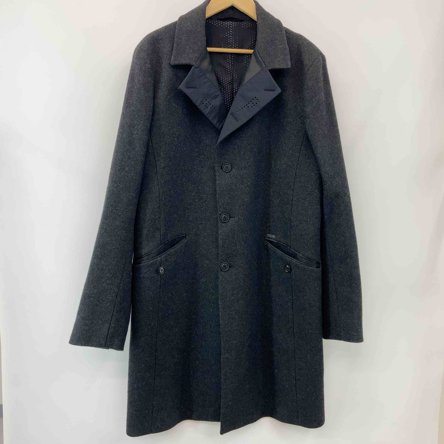 DIESEL ディーゼル メンズ チェスターコート ウール混 グレー