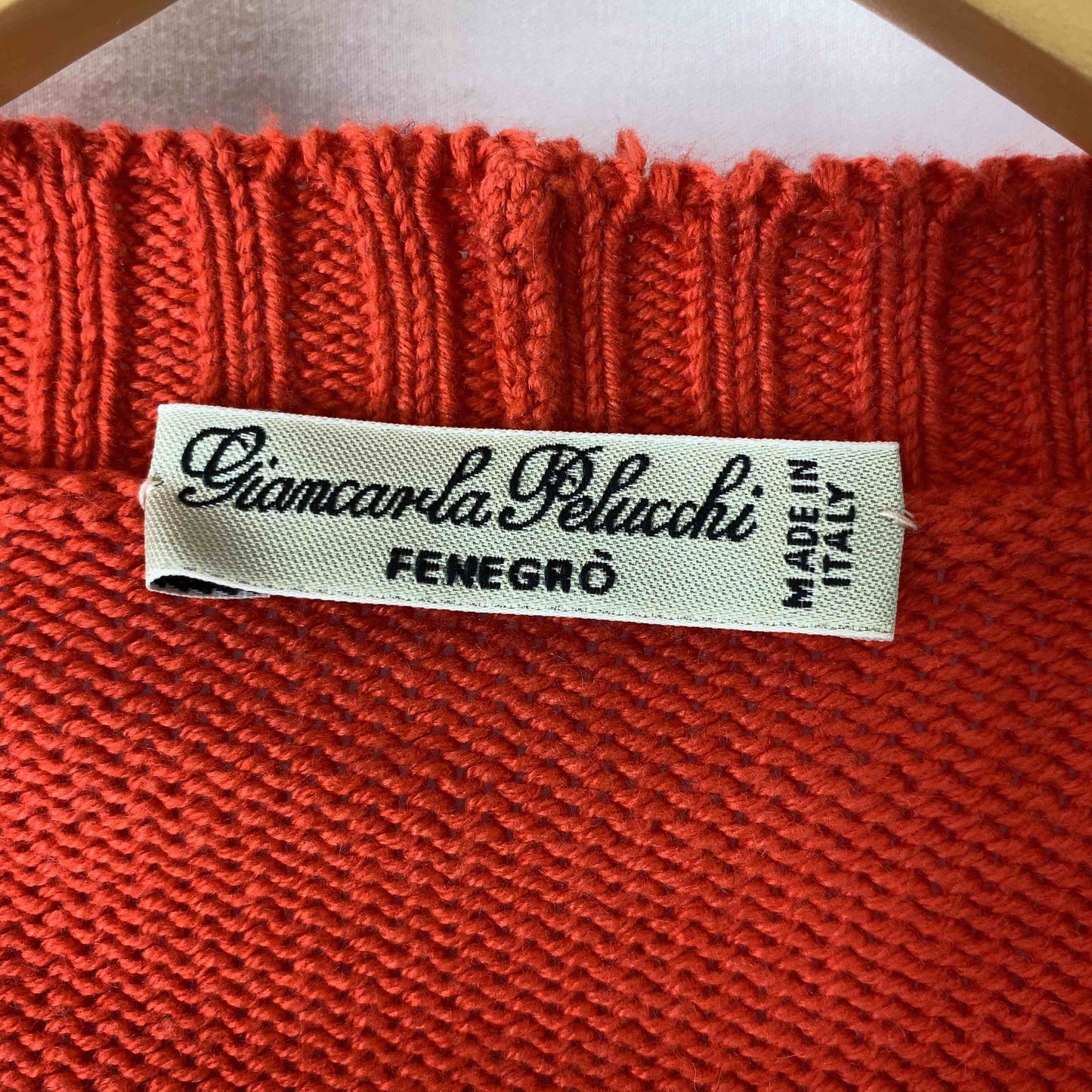 レディース カーディガン   オレンジ イタリア製 カシミア混 サイズM