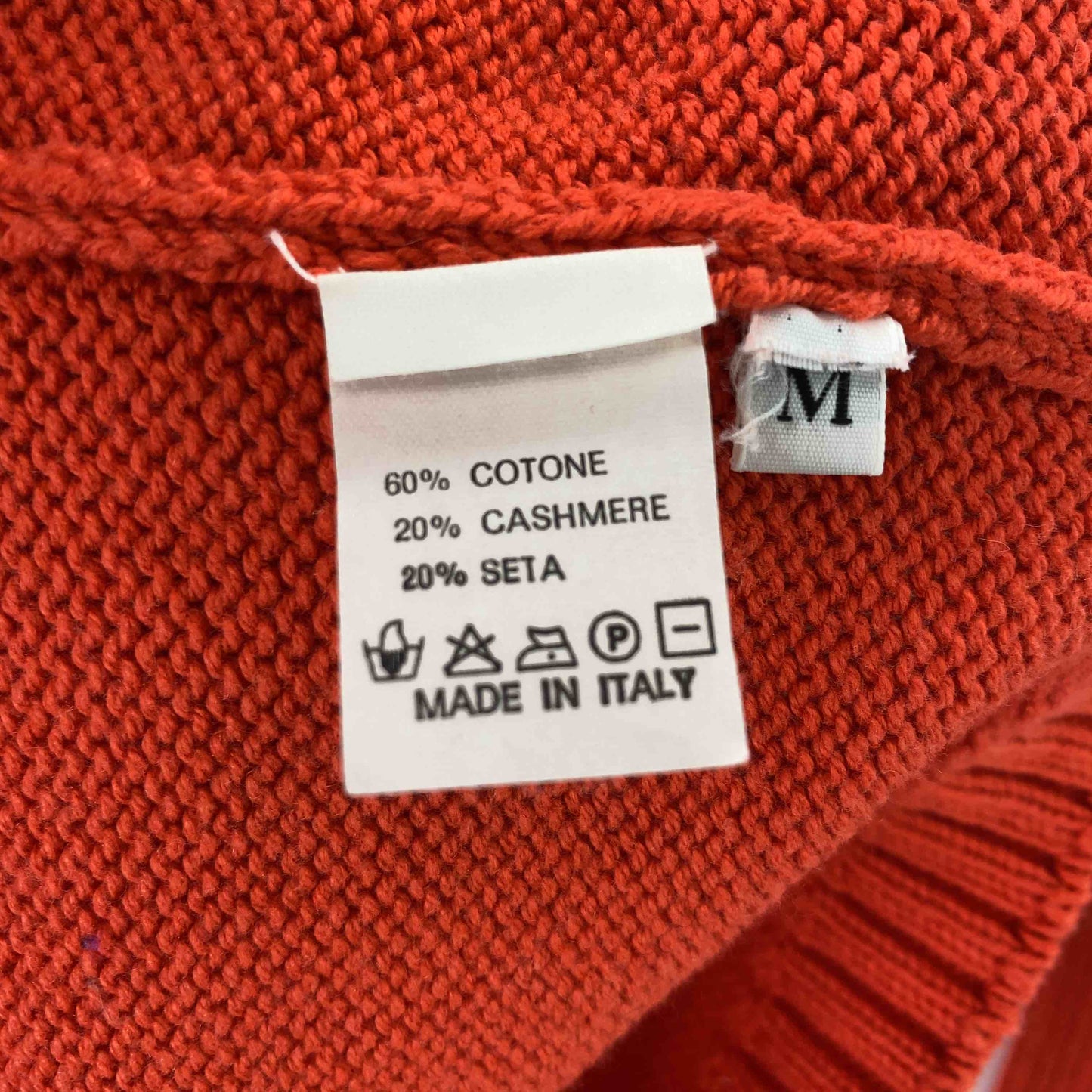 レディース カーディガン   オレンジ イタリア製 カシミア混 サイズM