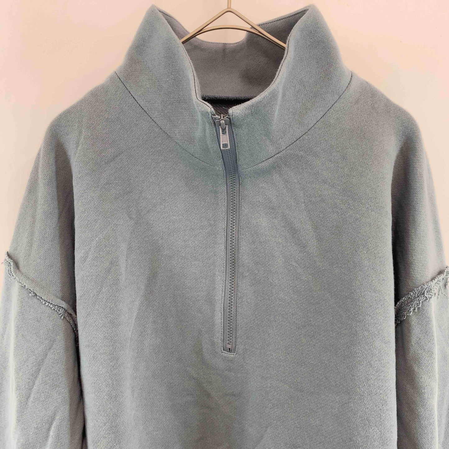 CLOCHE クロシェ レディース スウェット ハーフジップ クロップド丈 ブルーグリーン