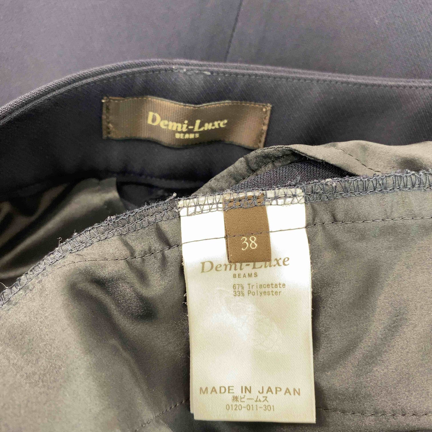 Demi-Luxe BEAMS デミルクスビームス レディース ノーカラージャケット センタープレスパンツ セットアップ 濃紺