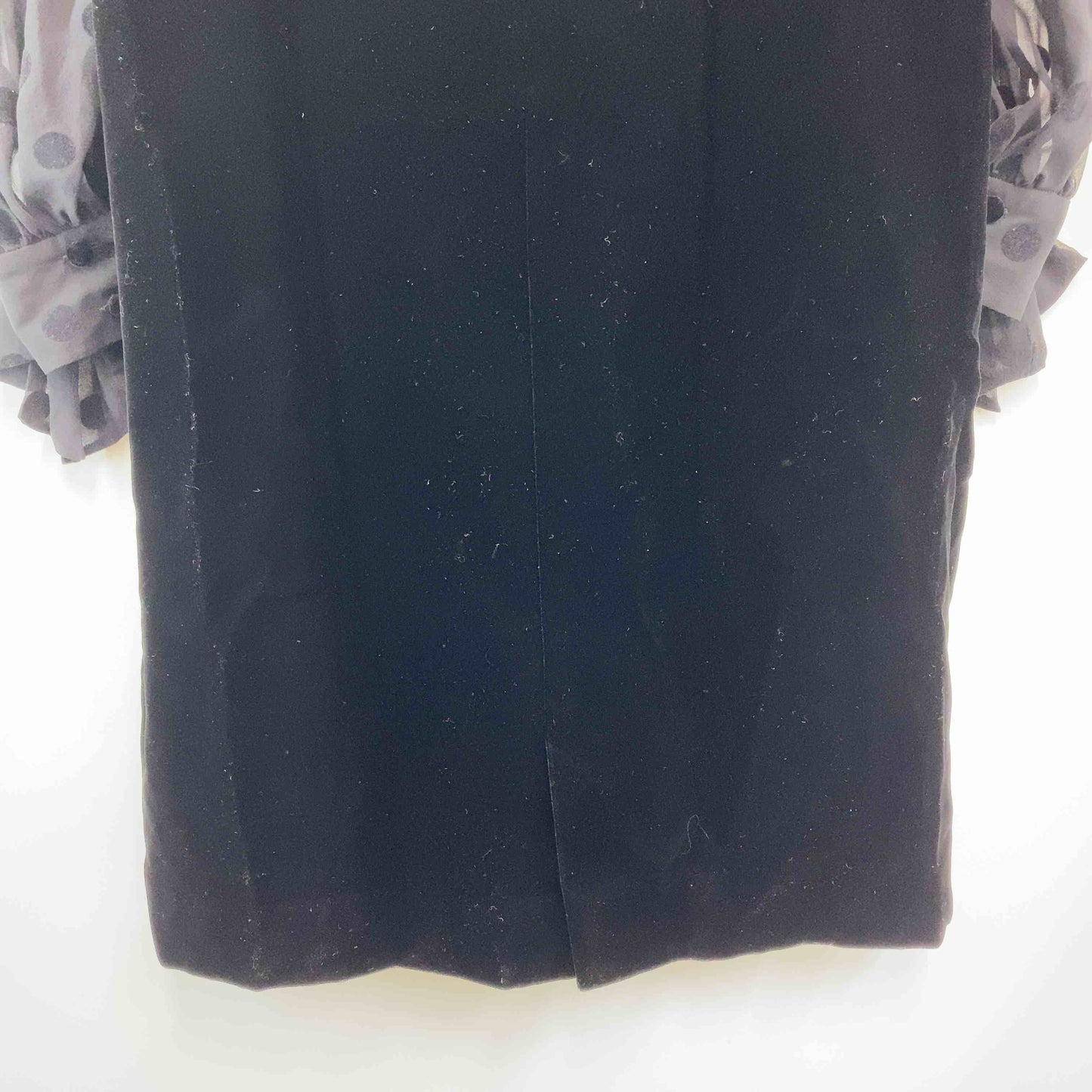 銀座和光 WAKO レディース 長袖ワンピース　ベロア素材　水玉　袖シルク100%　黒