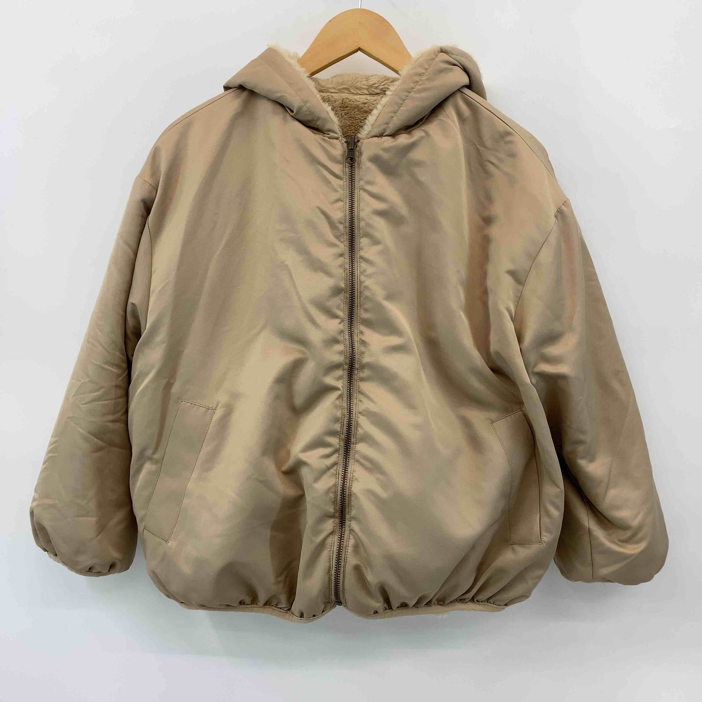 BEGUM ベグム レディース ブルゾン ファージャケット リバーシブル パーカー ベージュ