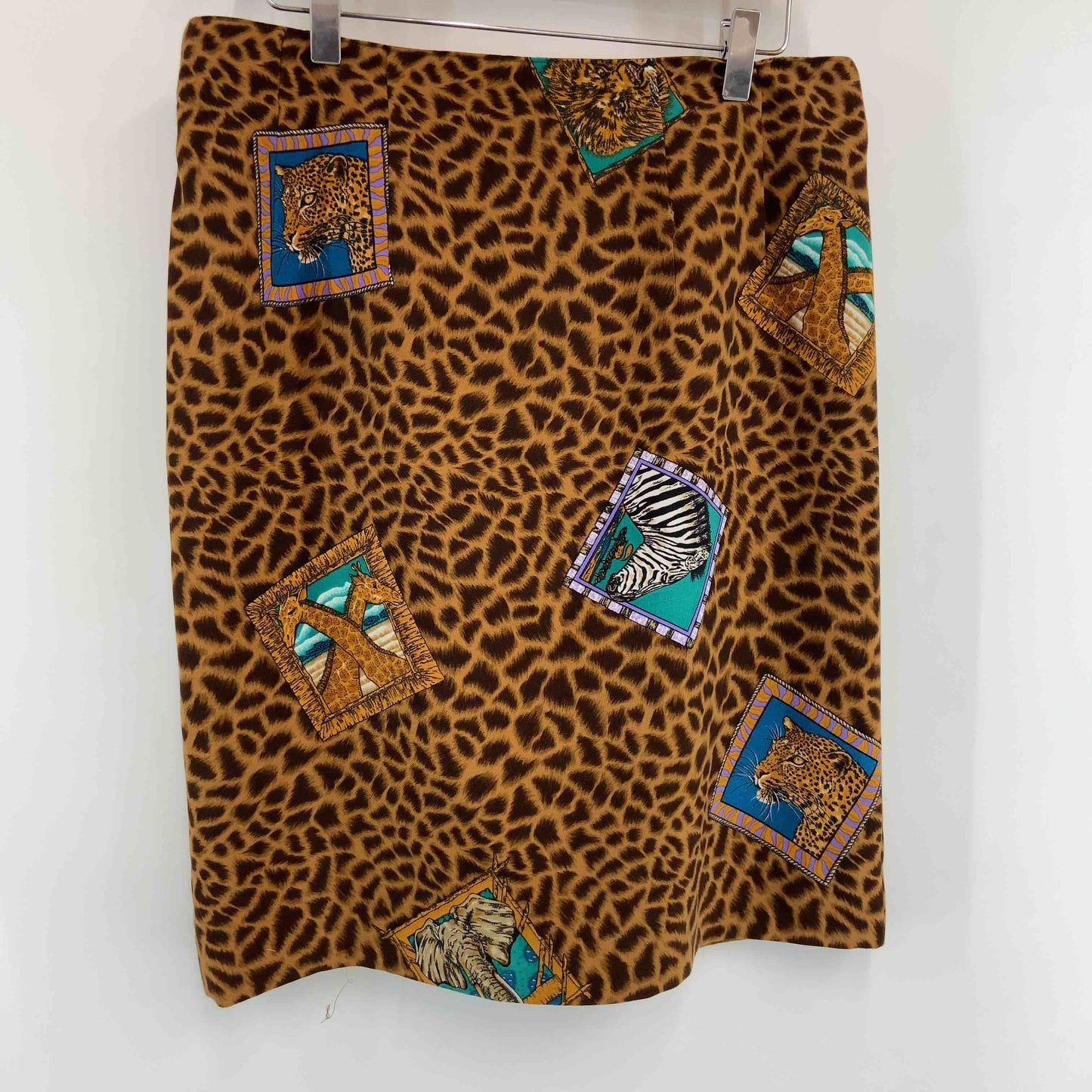 伊太利屋 イタリヤ レディース ひざ丈スカート アニマル柄 ブラウン系