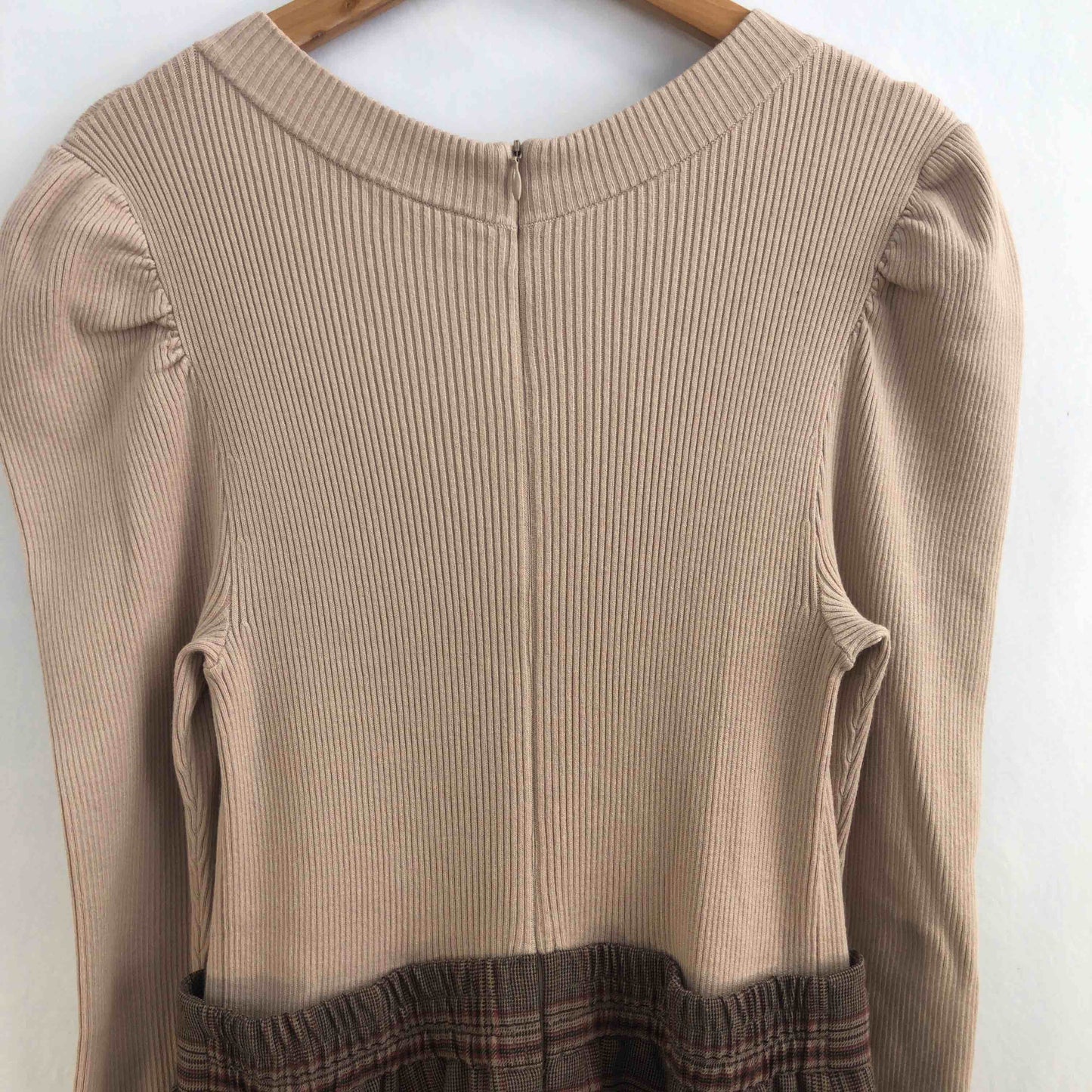 JILLSTUART ジルスチュアート レディース 長袖ロングワンピース ブラウン チェック柄 tk