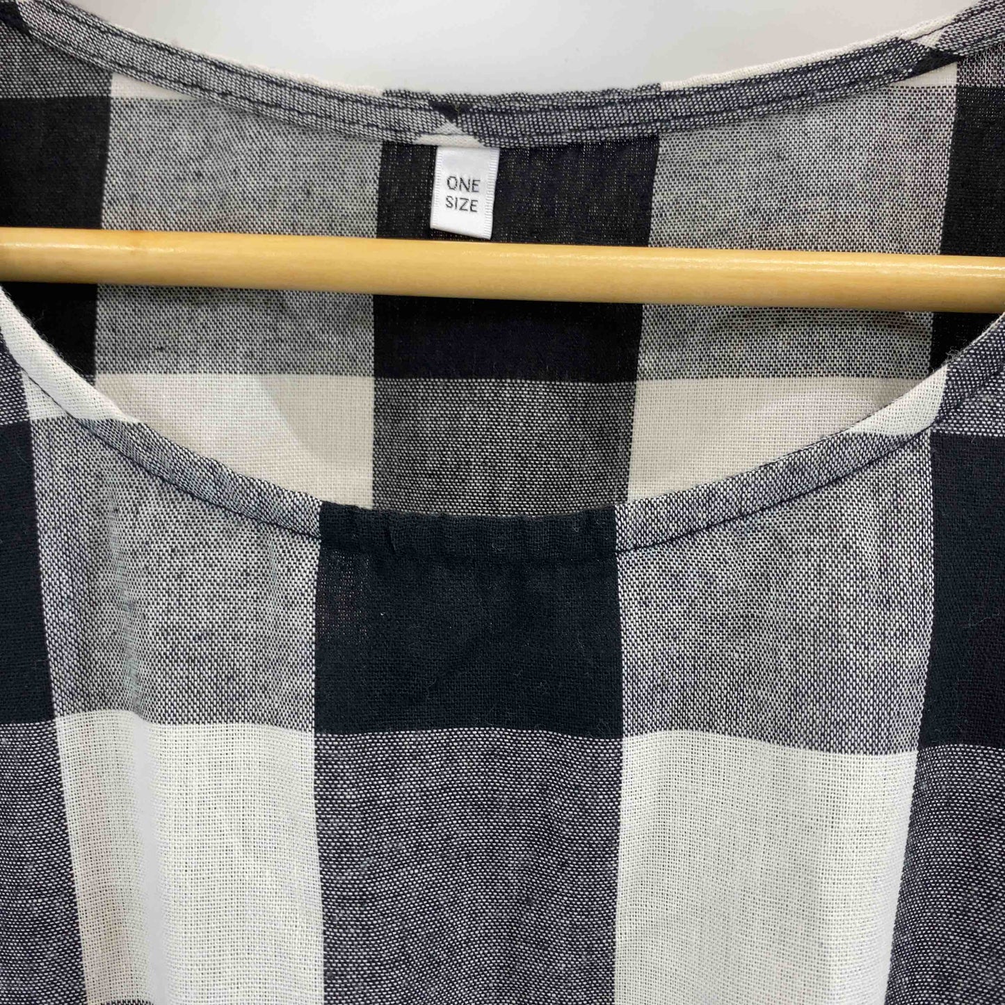 レディース ノースリーブワンピース ブロックチェック 白黒