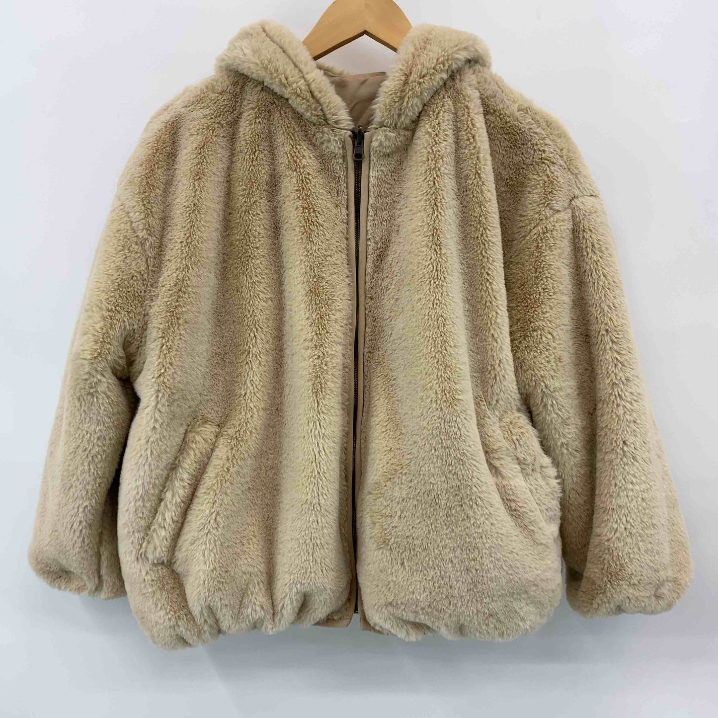 BEGUM ベグム レディース ブルゾン ファージャケット リバーシブル パーカー ベージュ