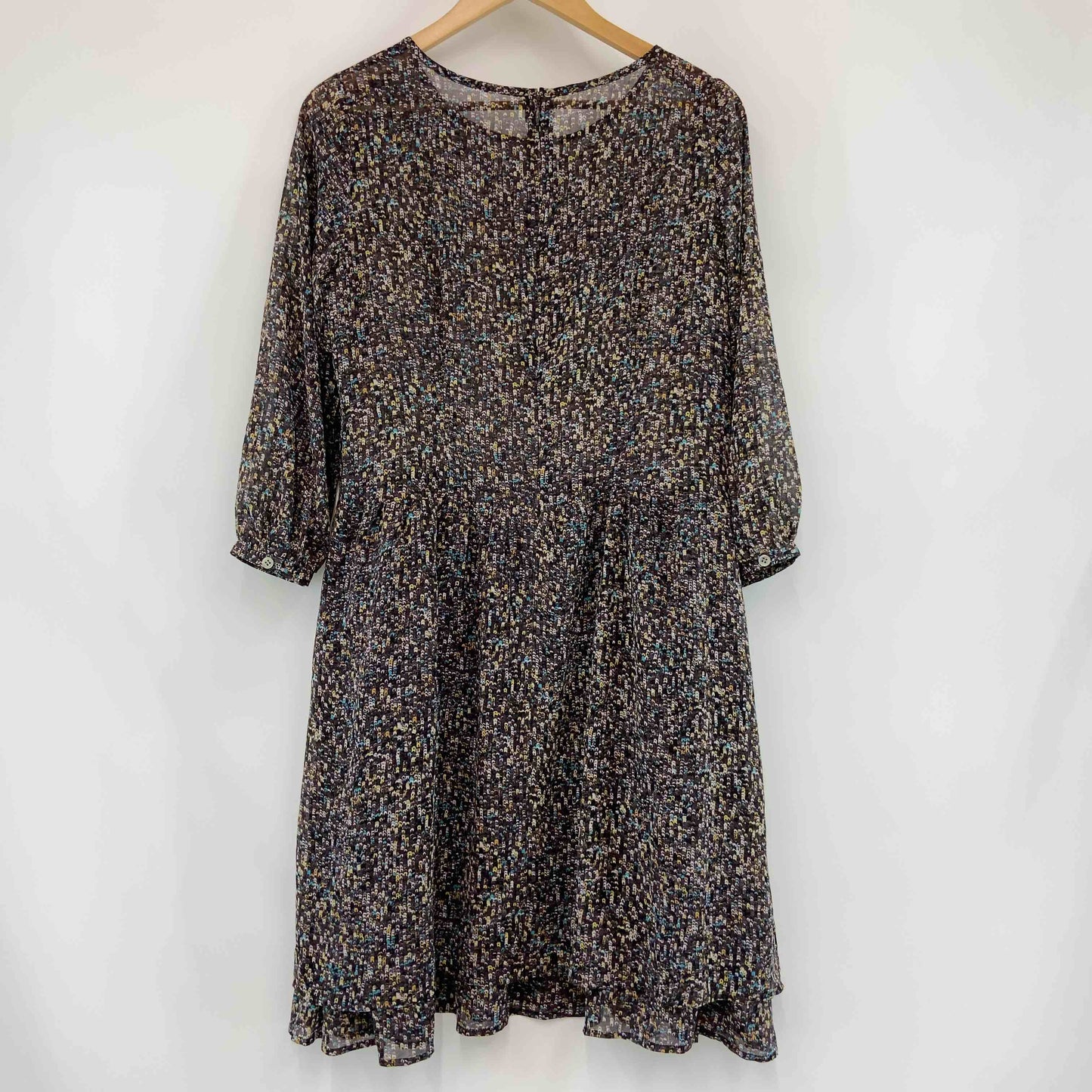 ARAMIS アラミス レディース 長袖ワンピース　ひざ丈　スパンコール柄　ブラウン