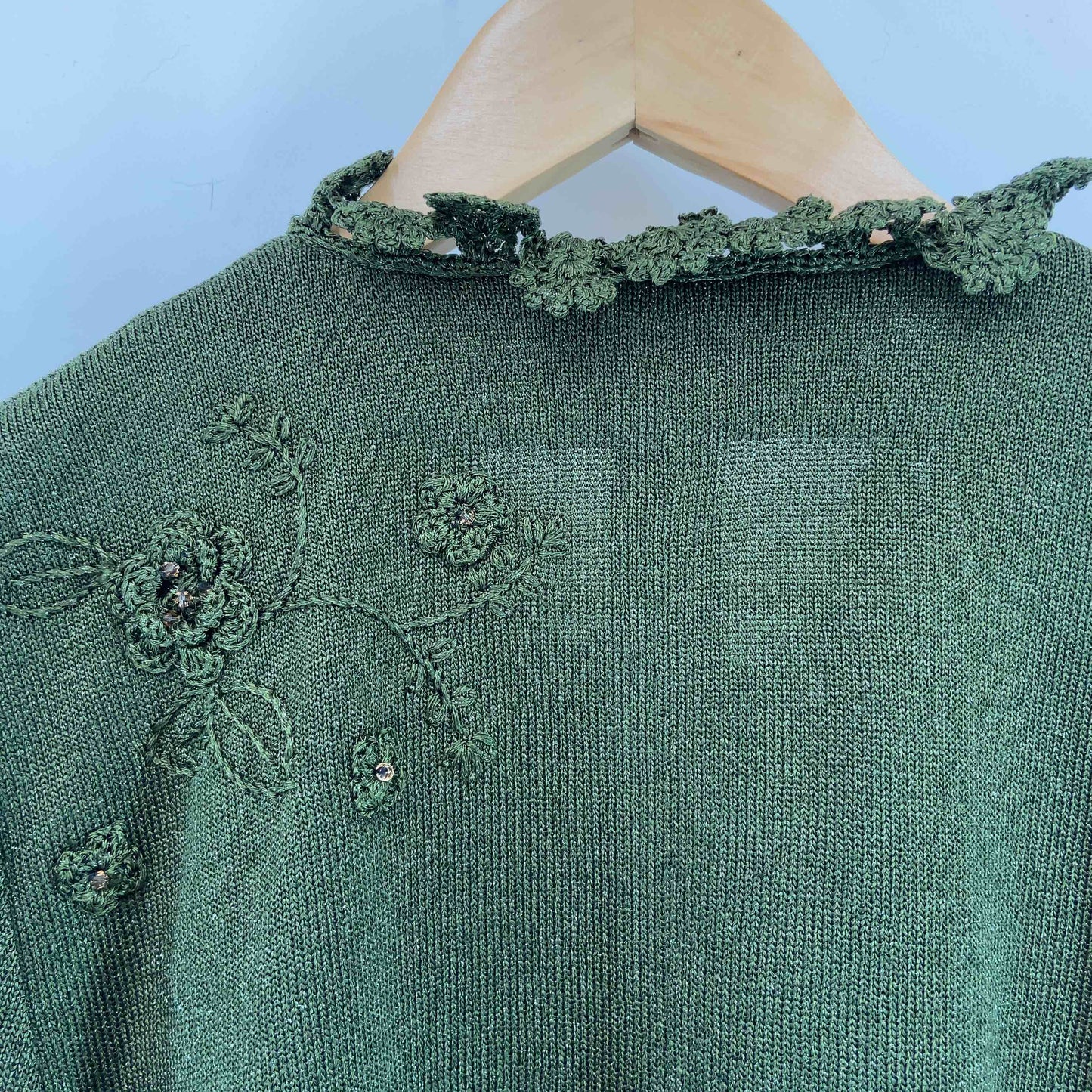 斎藤都世子 サイトウ トヨコ レディース カーディガン グリーン 花柄 Vネック