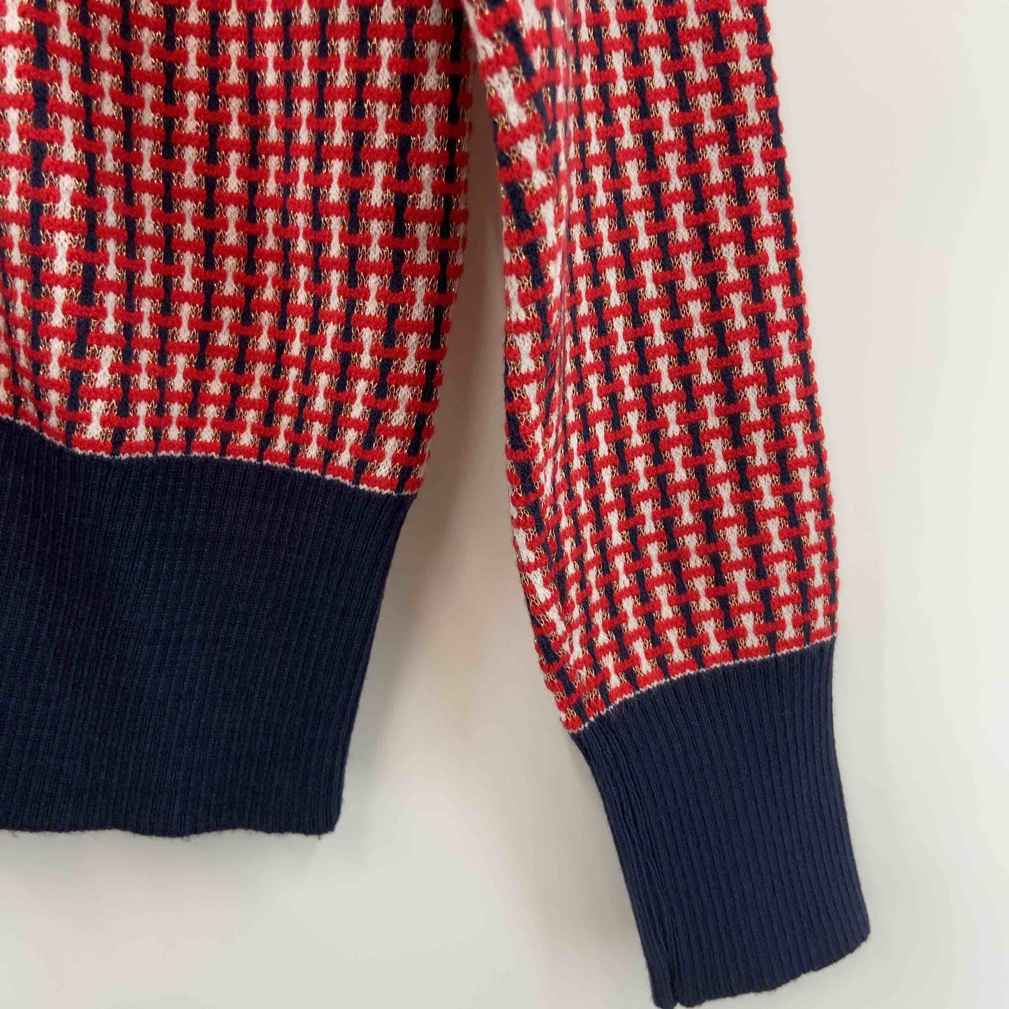 レディース ニット　カーディガン　装飾　赤　S