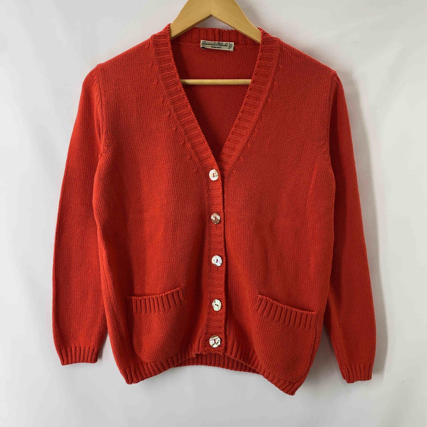 レディース カーディガン   オレンジ イタリア製 カシミア混 サイズM