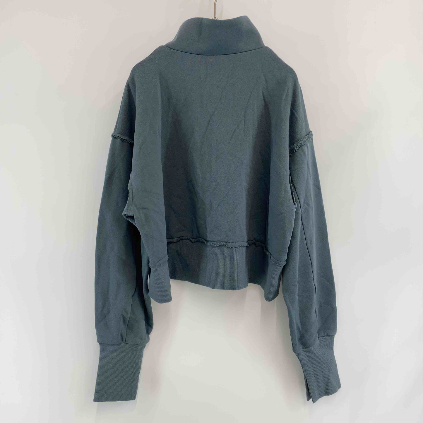 CLOCHE クロシェ レディース スウェット ハーフジップ クロップド丈 ブルーグリーン