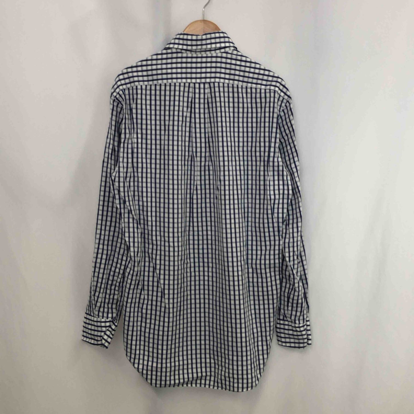 鎌倉ｼｬﾂ カマクラシャツ メンズ 長袖シャツ 白紺 チェック柄 tk
