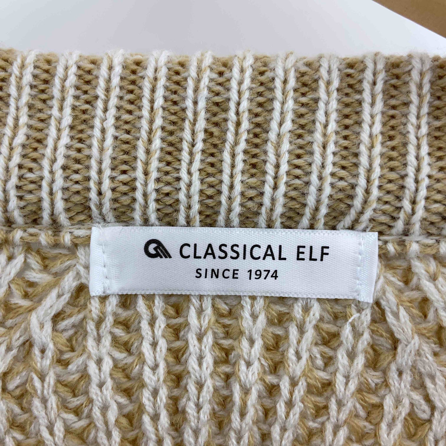 CLASSICAL ELF クラシカルエルフレディース ニット ベージュ系 ミックス糸 畦柄