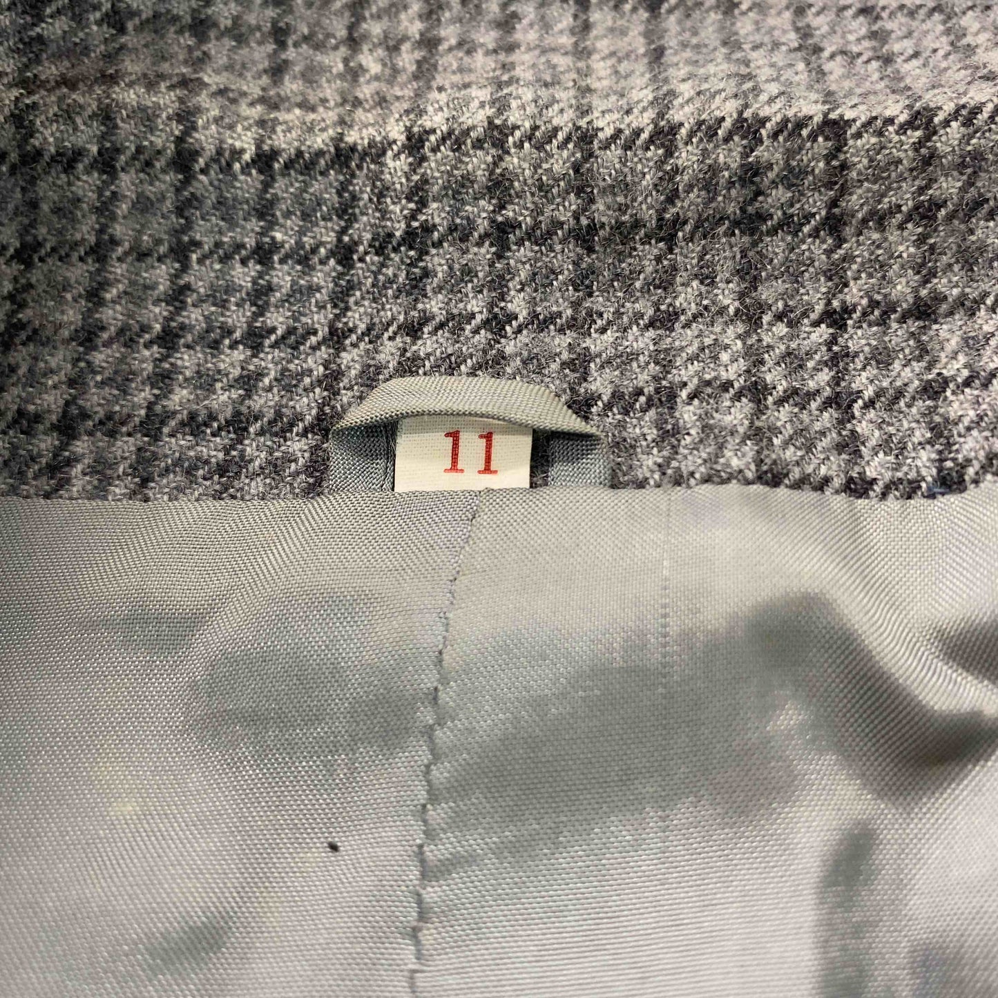 レディース テーラードジャケット チャコールグレー チェック柄 ウール 11号