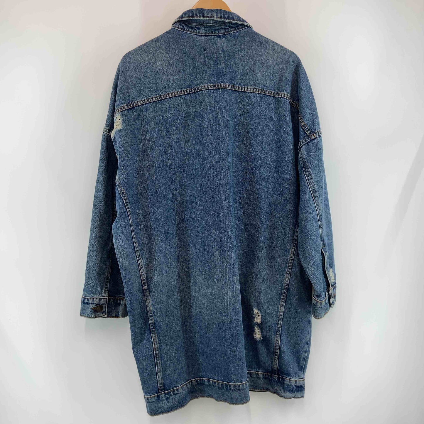 Bershka ベルシュカ メンズ Gジャン/デニムジャケット ダメージ加工 ブルーデニム