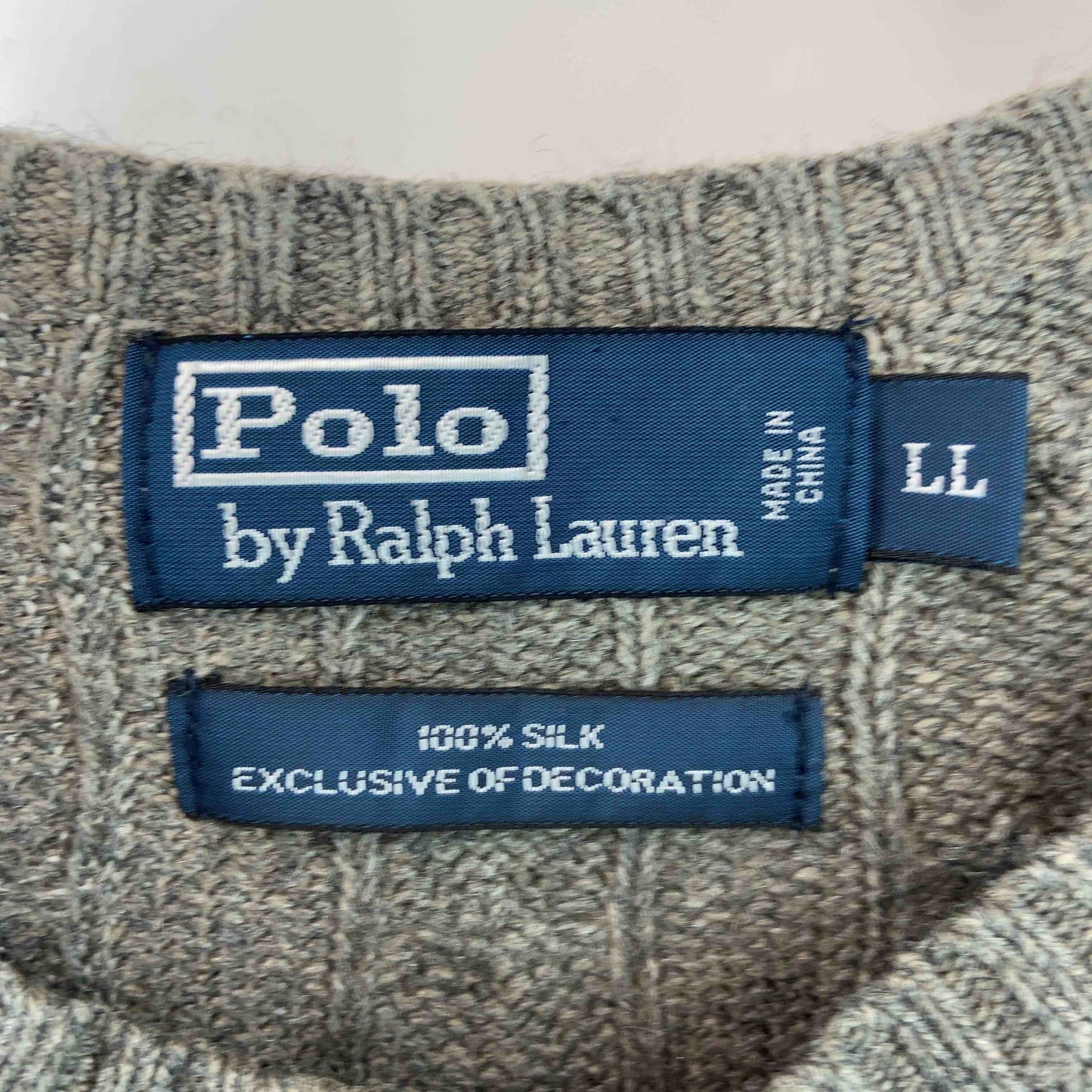 POLO RALPH LAUREN ポロラルフローレン メンズ ニット　セーター　シルク100％　ケーブル編み　グレー
