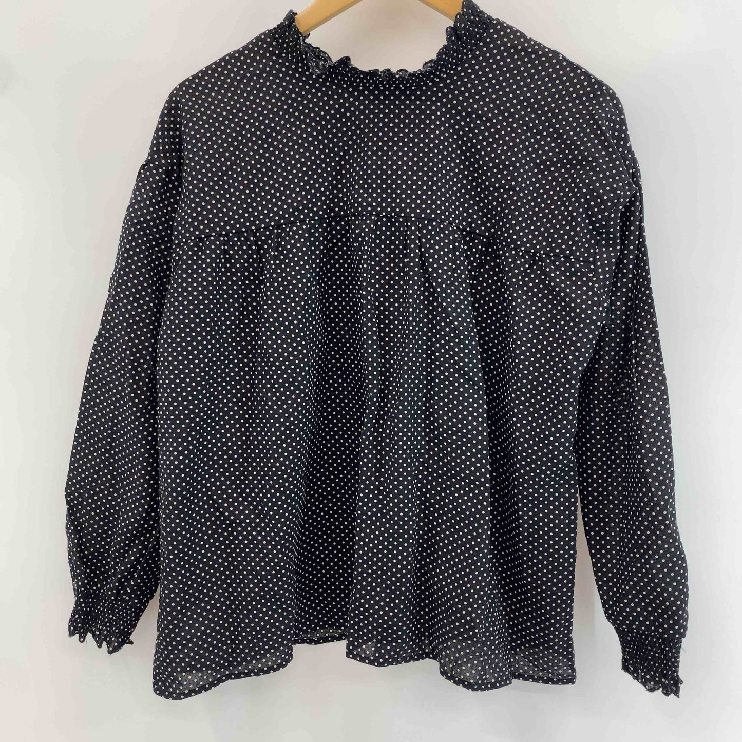 Samansa Mos2(SM2) サマンサモスモス ブラック 水玉 ドット柄  レディース 長袖シャツ/ブラウス
